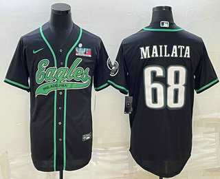 Men's Philadelphia Eagles #68 Jordan Mailata Black With Super Bowl LVII Patch Cool Base Stitched Baseball Jersey,We sell and wholesale Men's Philadelphia Eagles #68 Jordan Mailata Black With Super Bowl LVII Patch Cool Base Stitched Baseball Jersey on line form chian!